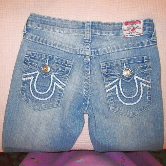Vtg True Religion Julie Low Rise Jeans Size 27 Flap Pockets Stretch Y2K 90s - Picture 2 of 12